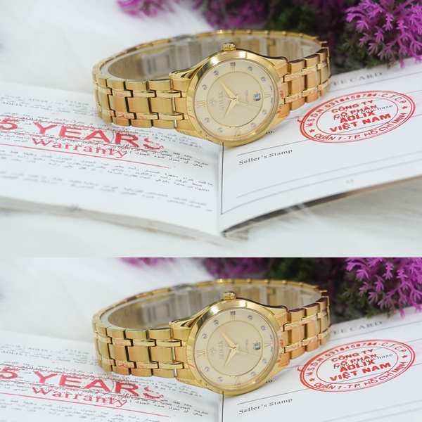 đồng hồ thời trang nữ đẹp Aolix AL-9155L sapphire dây thép bảo hành chính hãng 5 năm