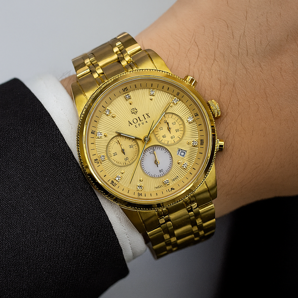 đồng hồ nam dây thép chronograph Aolix chính hãng