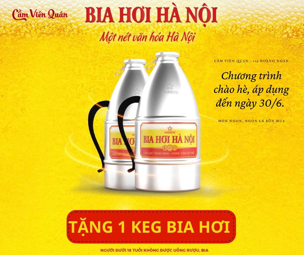 🍻🍻 TẶNG 1 KEG B.IA H.ƠI HÀ NỘI 2 LÍT CHO MỖI BÀN NHẬU 🍻🍻