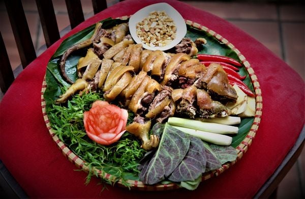 Dúi đang hấp nguyên con cùng lá sả, gừng, lá mắc mật tại Cầm Viên Quán