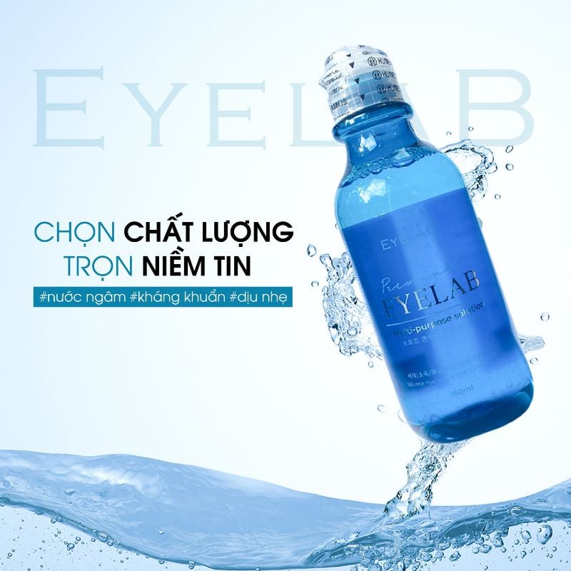 Nước ngâm lens Eyelab làm sạch bề mặt kính hiệu quả