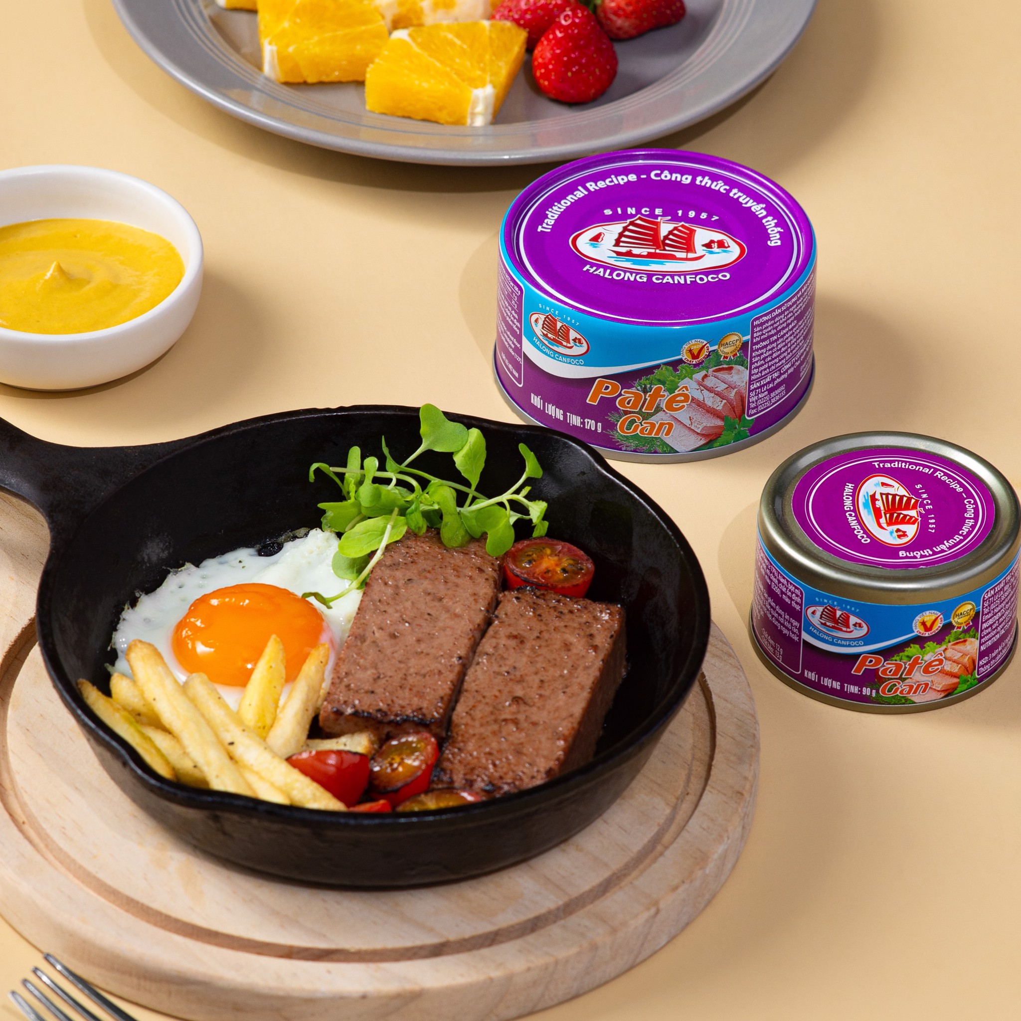 Vietnamese breakfast with sunny side up egg and Paté