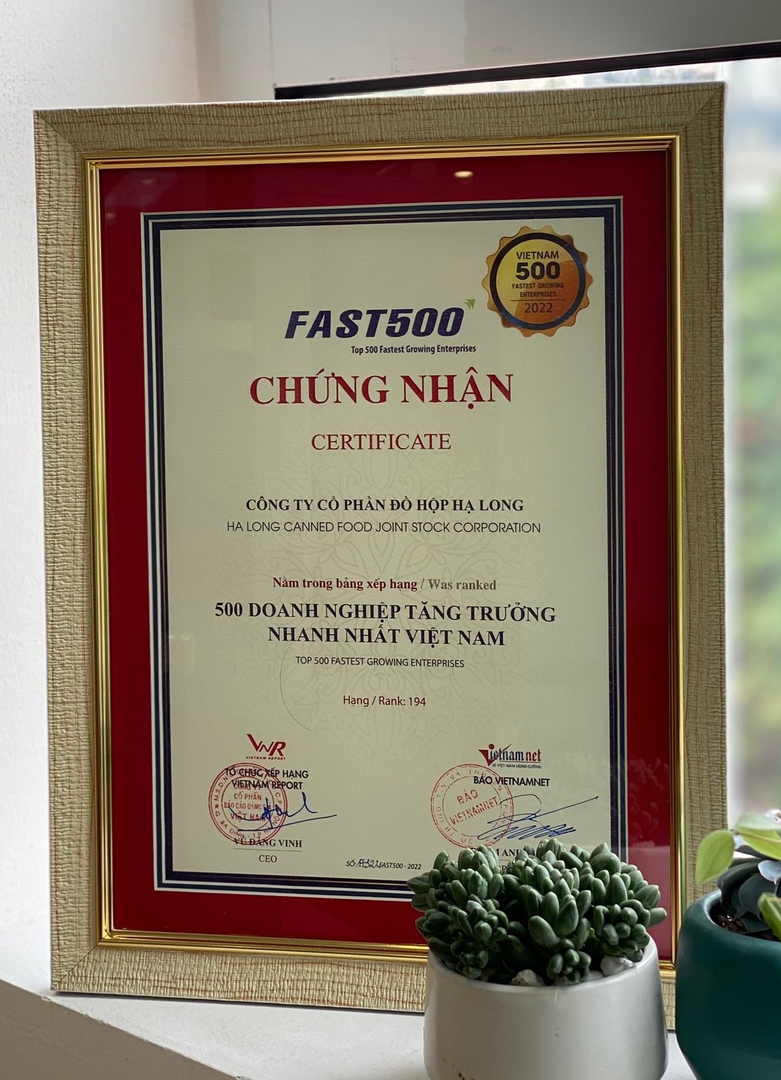 FAST500 Certificate