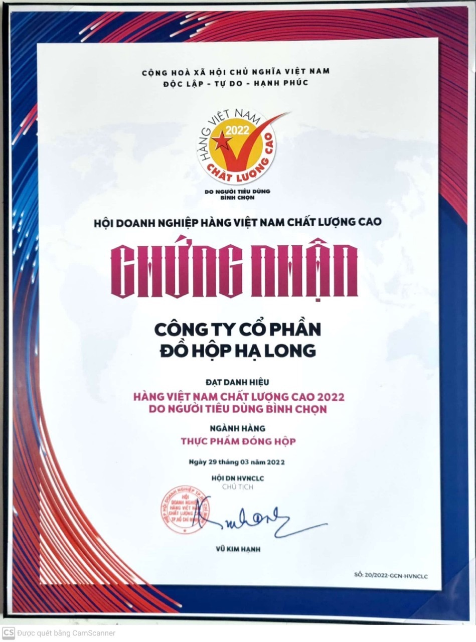 Certificate of Vietnam High Quality Goods