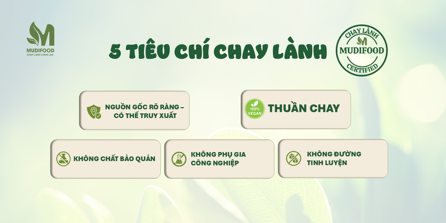 🌿 CHUẨN CHAY LÀNH MUDIFOOD (CHAY LÀNH MUDIFOOD CERTIFIED)