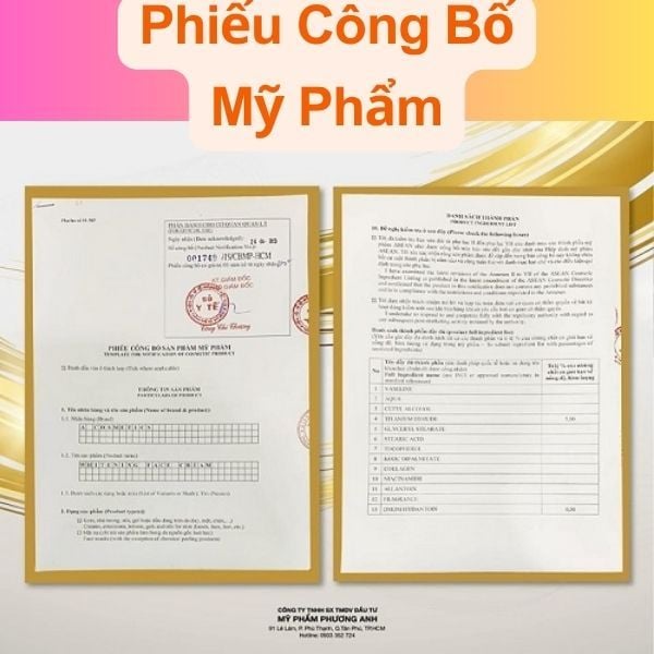 phiếu công bố mỹ phẩm