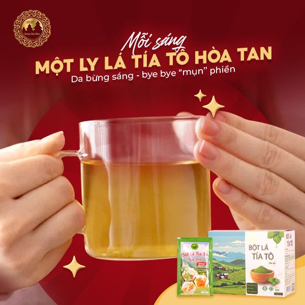 Bột lá tía tô hòa tan - Da bừng sáng bye bye mụn phiền