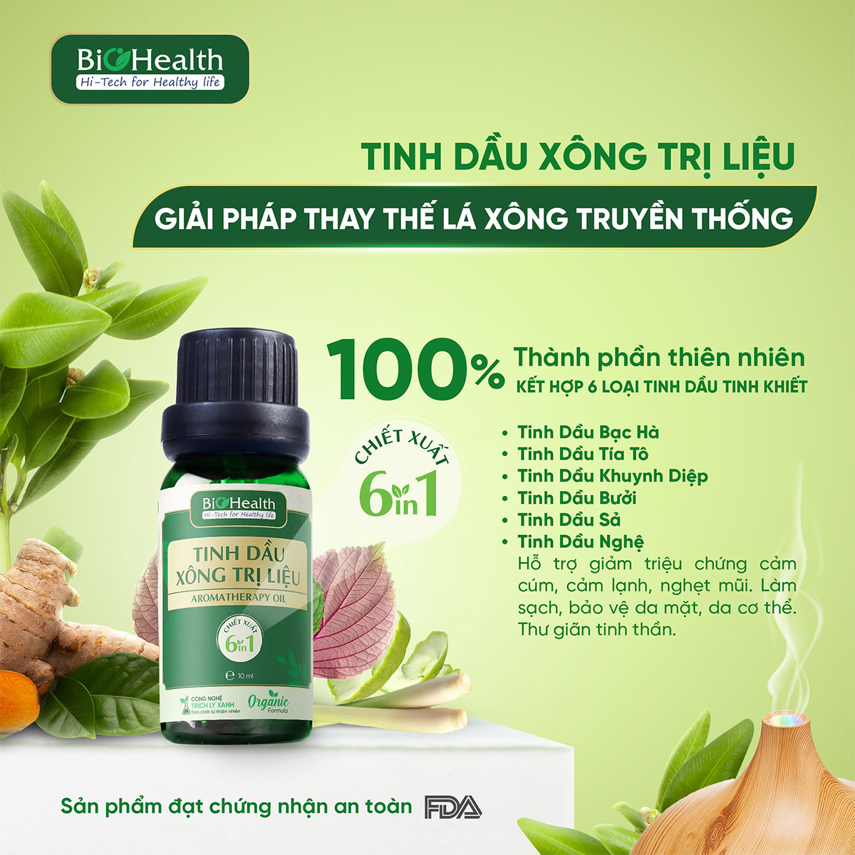 Tinh dầu xông trị liệu BioHealth 10ml