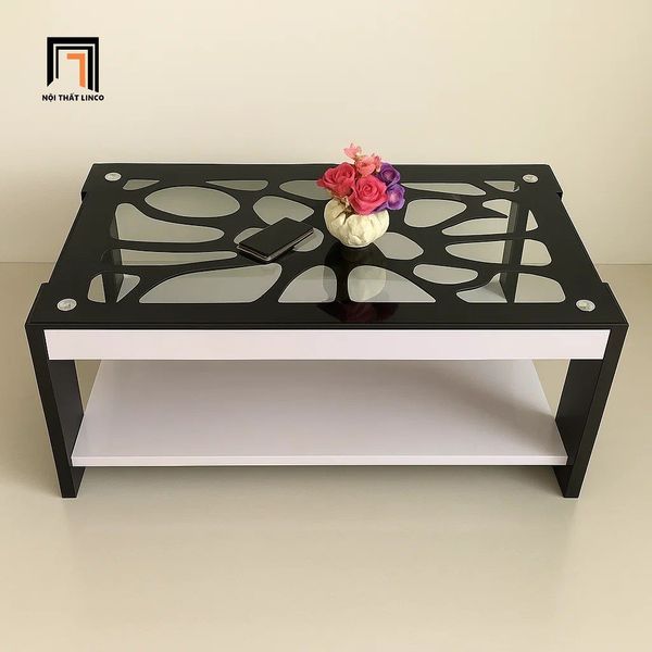 bàn sofa mặt kính cường lực 1m x 50, bàn sofa 2 tầng giá rẻ