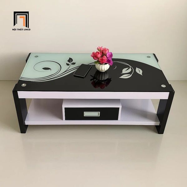 bàn trà 1m x 50 giá rẻ, bàn sofa phòng khách kính cường lực hộc kéo nhỏ