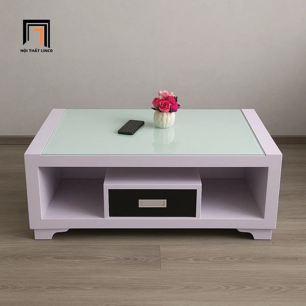 bàn sofa phòng khách giá rẻ 1m x 50 sơn trắng, bàn trà chữ nhật cho gia đình