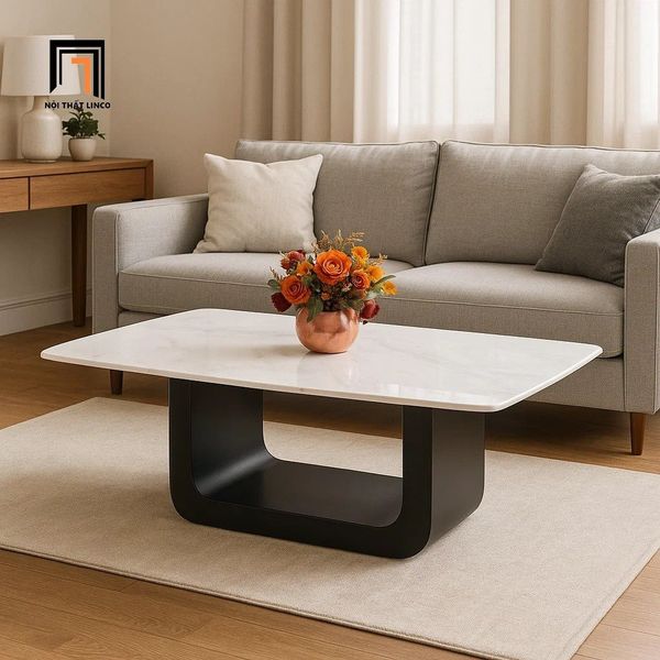 bàn trà mặt đá khung chân sắt chữ U, bàn sofa phòng khách 1m x 50 giá rẻ