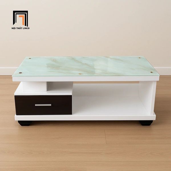bàn trà phòng khách hình hộp 1m x 50 kính giả đá, bàn sofa giá rẻ