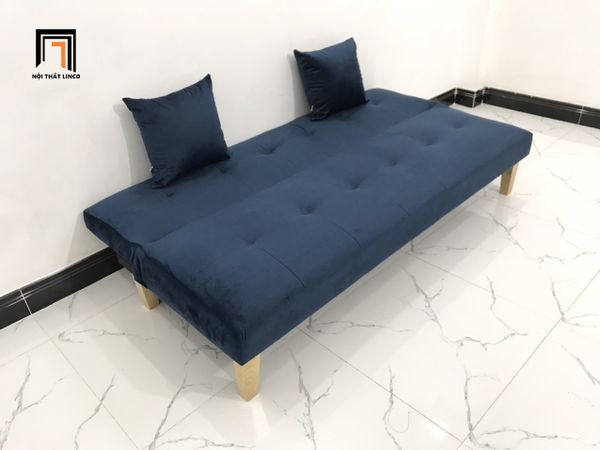 bộ ghế sofa giường giá rẻ, ghế sofa đa năng màu xanh đậm vải nhung, bộ ghế sofa 1m7 cho phòng trọ