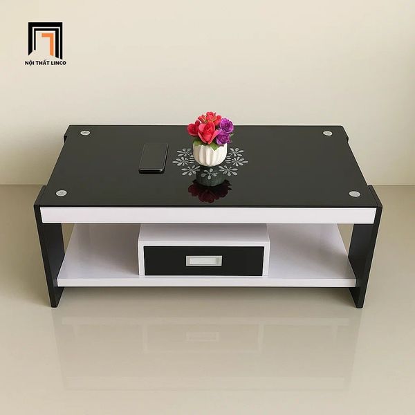 bàn sofa phòng khách phối 2 màu đen trắng, bàn trà chữ nhật 1m x 50 giá rẻ