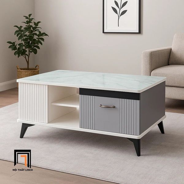 bàn trà phòng khách chữ nhật 1m x 50, bàn sofa cho gia đình kính cường lực