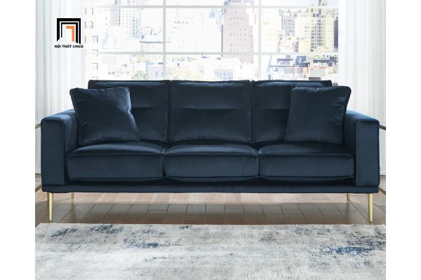 ghế sofa băng dài 2m vải nhung, sofa văng 3 nệm ngồi giá rẻ, sofa băng màu xanh lá