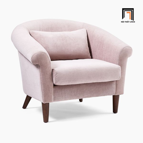 ghế sofa đơn vải nỉ giá rẻ, sofa đơn 1 nệm ngồi cho shop tiệm, sofa đơn màu hồng phấn