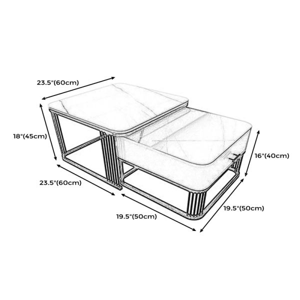 cặp bàn trà mặt đá xám vuông, cặp 2 bàn sofa phòng khách hiện đại