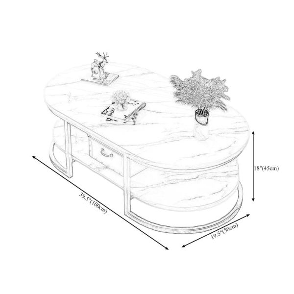 bàn sofa mặt đá oval 2 tầng 1m x 50, bàn trà phòng khách gia đình nhỏ