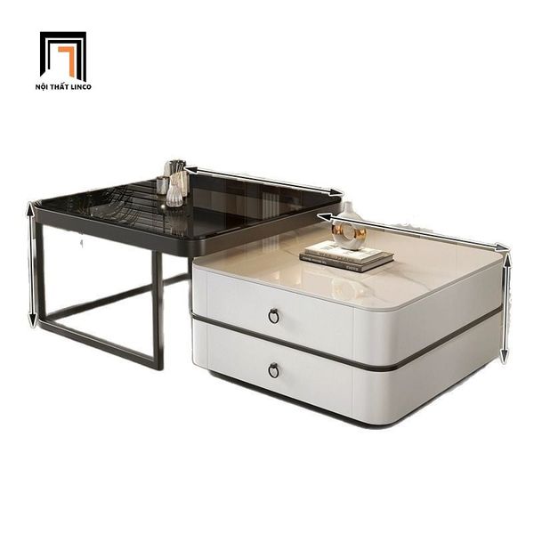 cặp bàn sofa hiện đại, cặp 2 bàn sofa vuông cho văn phòng làm việc
