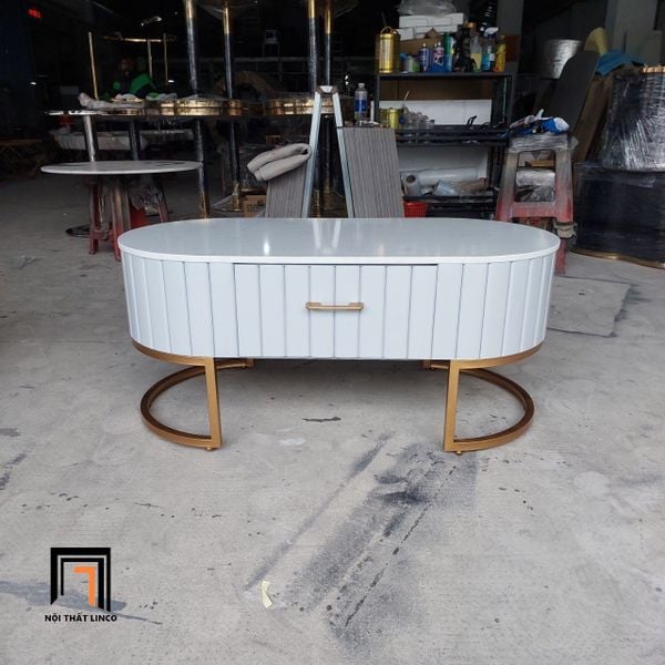 bàn trà phòng khách mặt đá oval 1m x 50, bàn sofa đá oval trang trí shop tiệm