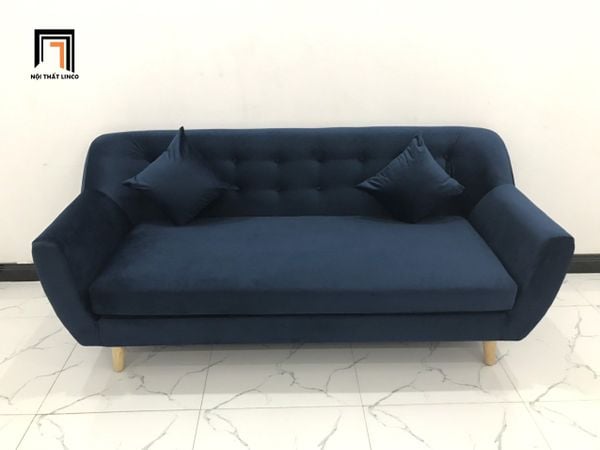 bộ ghế sofa băng phòng khách vải nỉ nhung, bộ ghế sofa văng dài 1m9 màu xanh than