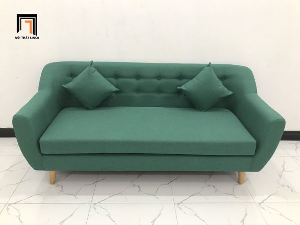 bộ ghế sofa băng phòng khách màu xanh ngọc, ghế sofa văng cho phòng nhỏ dài 1m9 xinh xắn