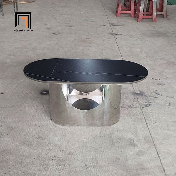 bàn sofa phòng khách mặt đá ceramic oval, bàn trà gia đình 1m x 50 xinh xắn