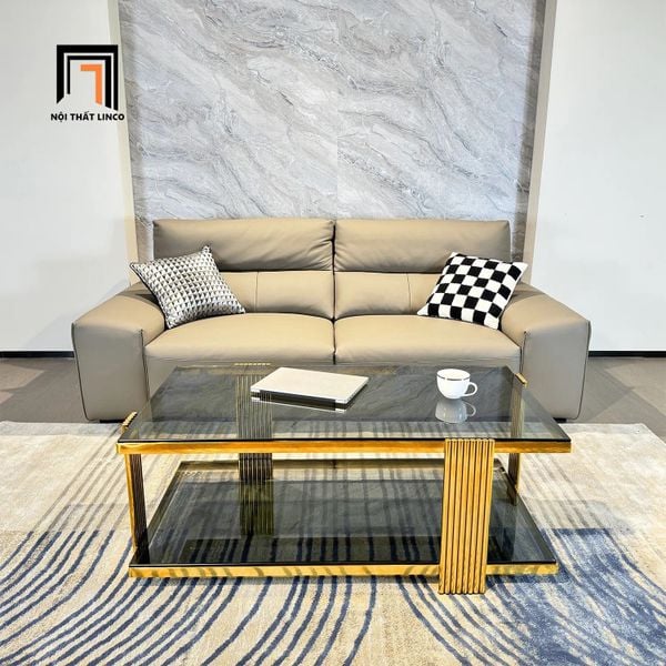 bàn sofa kính cường lực đen 2 tầng, bàn trà phòng khách giá rẻ 1m x 50