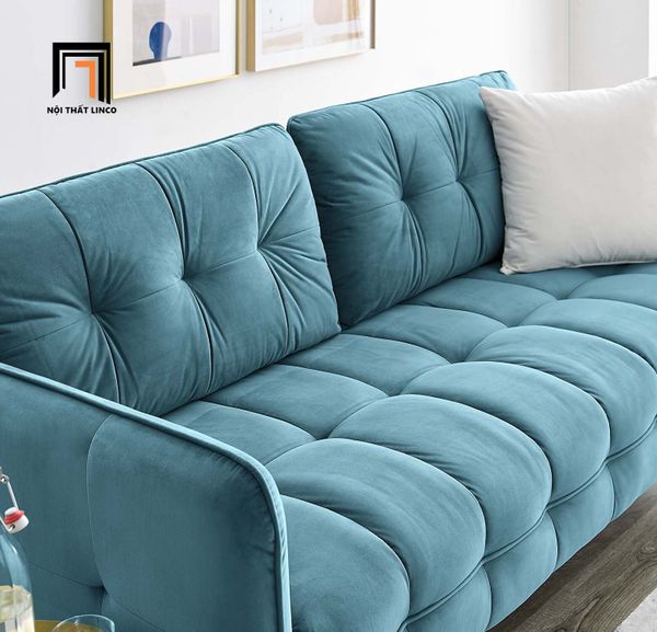 ghế sofa băng dài 1m9, sofa văng vải nỉ xanh lá, ghế sofa băng chân inox, sofa băng giá rẻ nhỏ