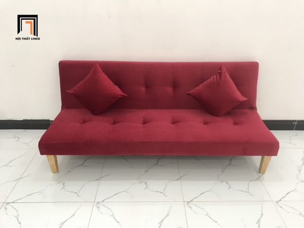 ghế sofa giường nằm đỏ đô giá rẻ, sofa bed futon, sofa giường nhỏ cho chung cư NOXH