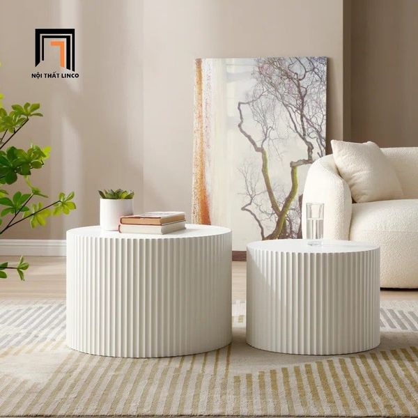 cặp bàn trà đôi mặt đá trắng xinh xắn, cặp 2 bàn sofa cho sảnh chờ đẹp