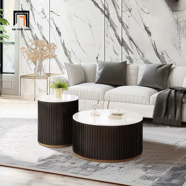 cặp bàn trà mặt đá hiện đại, cặp 2 bàn sofa cho văn phòng