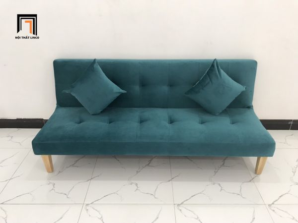 bộ ghế sofa giường xanh lá vải nhung, bộ ghế sofa bed thông minh nhỏ gọn xinh xắn