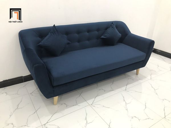 bộ ghế sofa băng phòng khách vải nỉ nhung, bộ ghế sofa văng dài 1m9 màu xanh than
