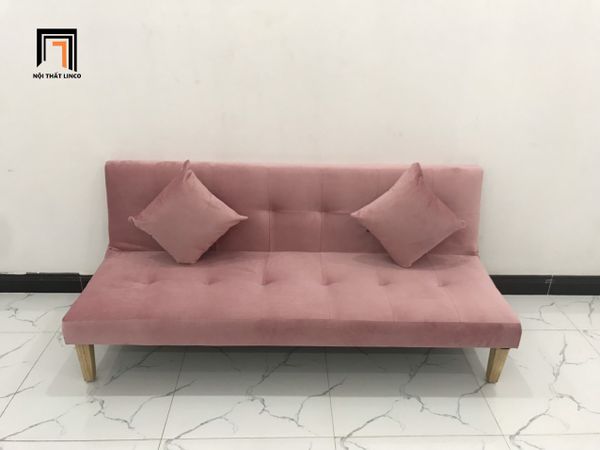 bộ ghế sofa giường nhỏ gọn 1m72 giá rẻ, ghế sofa bed màu hồng phấn cho tiệm shop nhỏ