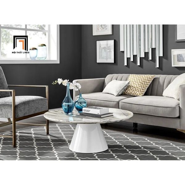 bàn sofa mặt đá xinh xắn, bàn sofa mặt đá 60cm khung chân xòe