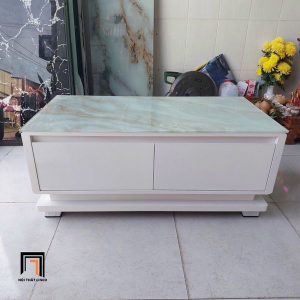 bàn sofa phòng khách giá rẻ 1m x 50, bàn sofa mặt kính giả đá hộc ván trắng