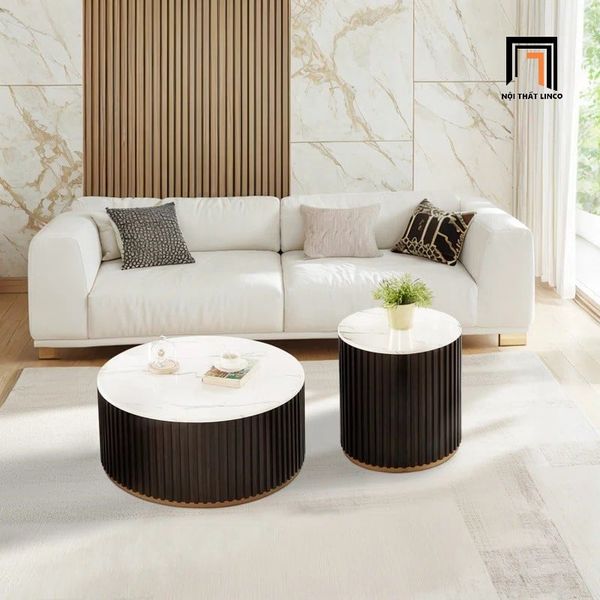 cặp bàn trà mặt đá hiện đại, cặp 2 bàn sofa cho văn phòng