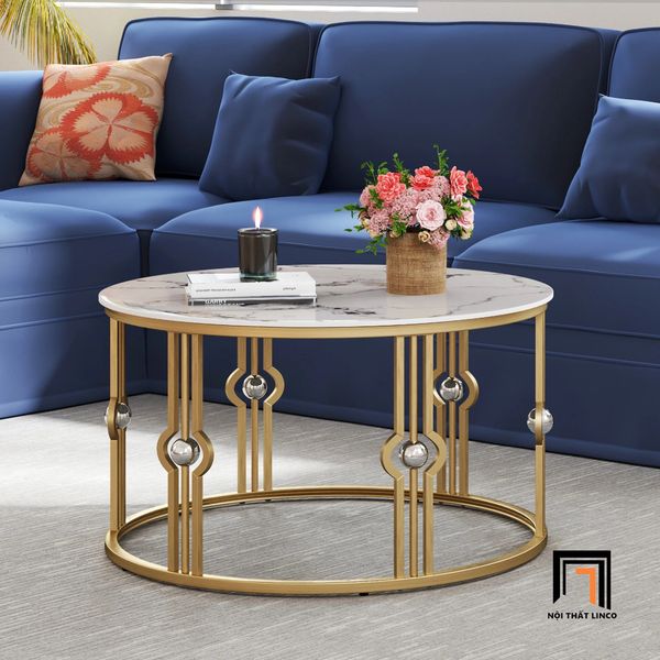 bàn sofa mặt đá 60 tròn giá rẻ, bàn sofa khung chân sắt đẹp