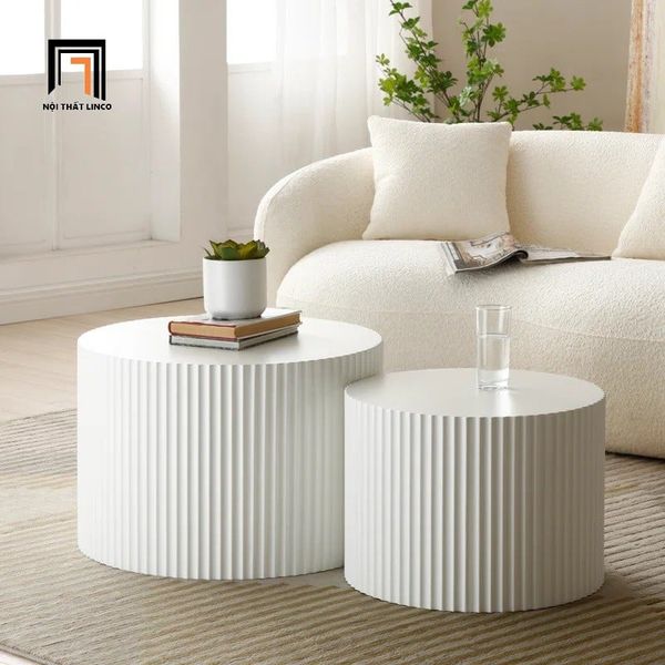 cặp bàn trà đôi mặt đá trắng xinh xắn, cặp 2 bàn sofa cho sảnh chờ đẹp
