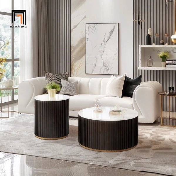 cặp bàn trà mặt đá hiện đại, cặp 2 bàn sofa cho văn phòng