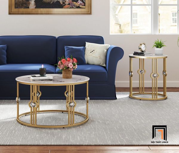 bàn sofa mặt đá 60 tròn giá rẻ, bàn sofa khung chân sắt đẹp