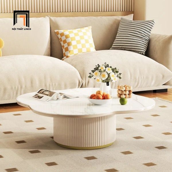 bàn sofa mặt đá hình bông hoa 80cm, bàn sofa phòng khách gia đình cao cấp