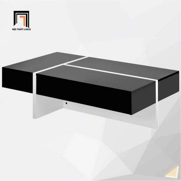 bàn sofa ván gỗ hiện đại, bàn sofa phòng khách 1m1 x 55 sơn đen trắng