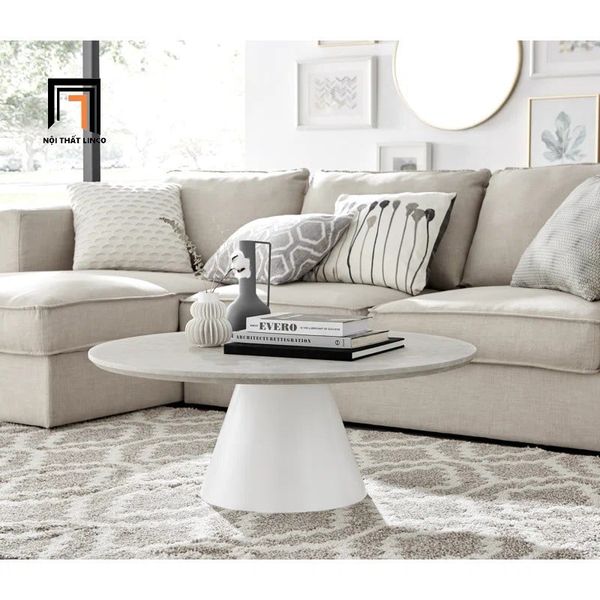 bàn sofa mặt đá xinh xắn, bàn sofa mặt đá 60cm khung chân xòe