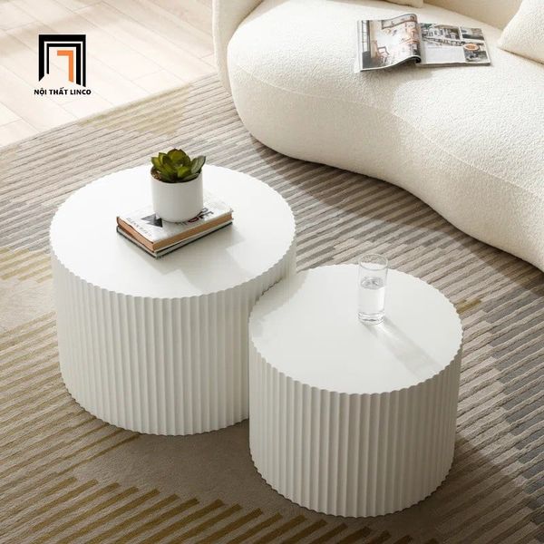 cặp bàn trà đôi mặt đá trắng xinh xắn, cặp 2 bàn sofa cho sảnh chờ đẹp