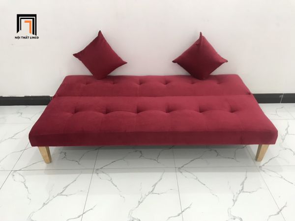 ghế sofa giường nằm đỏ đô giá rẻ, sofa bed futon, sofa giường nhỏ cho chung cư NOXH