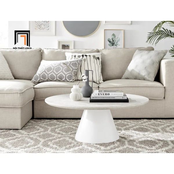 bàn sofa mặt đá xinh xắn, bàn sofa mặt đá 60cm khung chân xòe